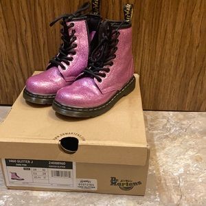 Dark pink glitter boots With box